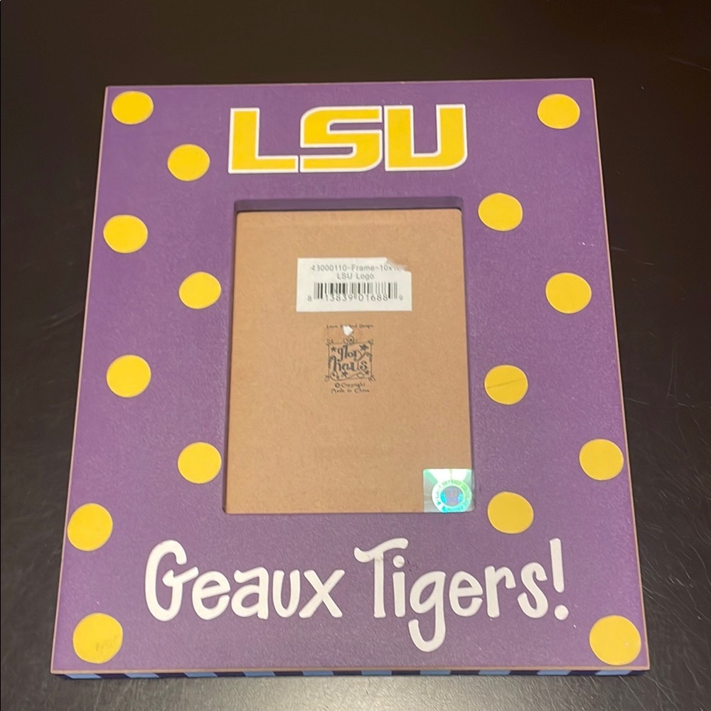 LSU Purple and Yellow Polka Dot Picture Frame